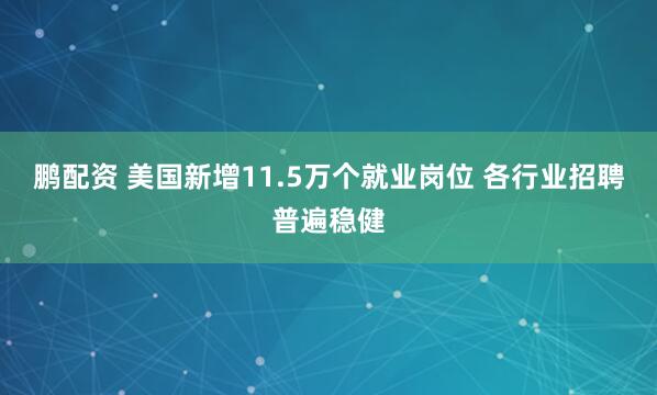 鹏配资 美国新增11.5万个就业岗位 各行业招聘普遍稳健
